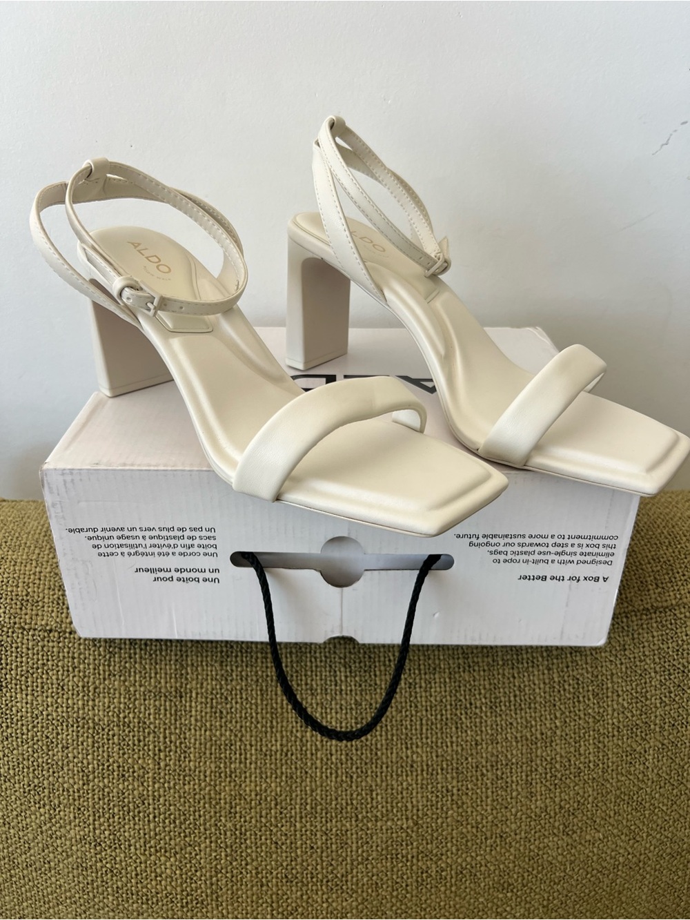 ALDO Cream Strappy Block Heel Sandals